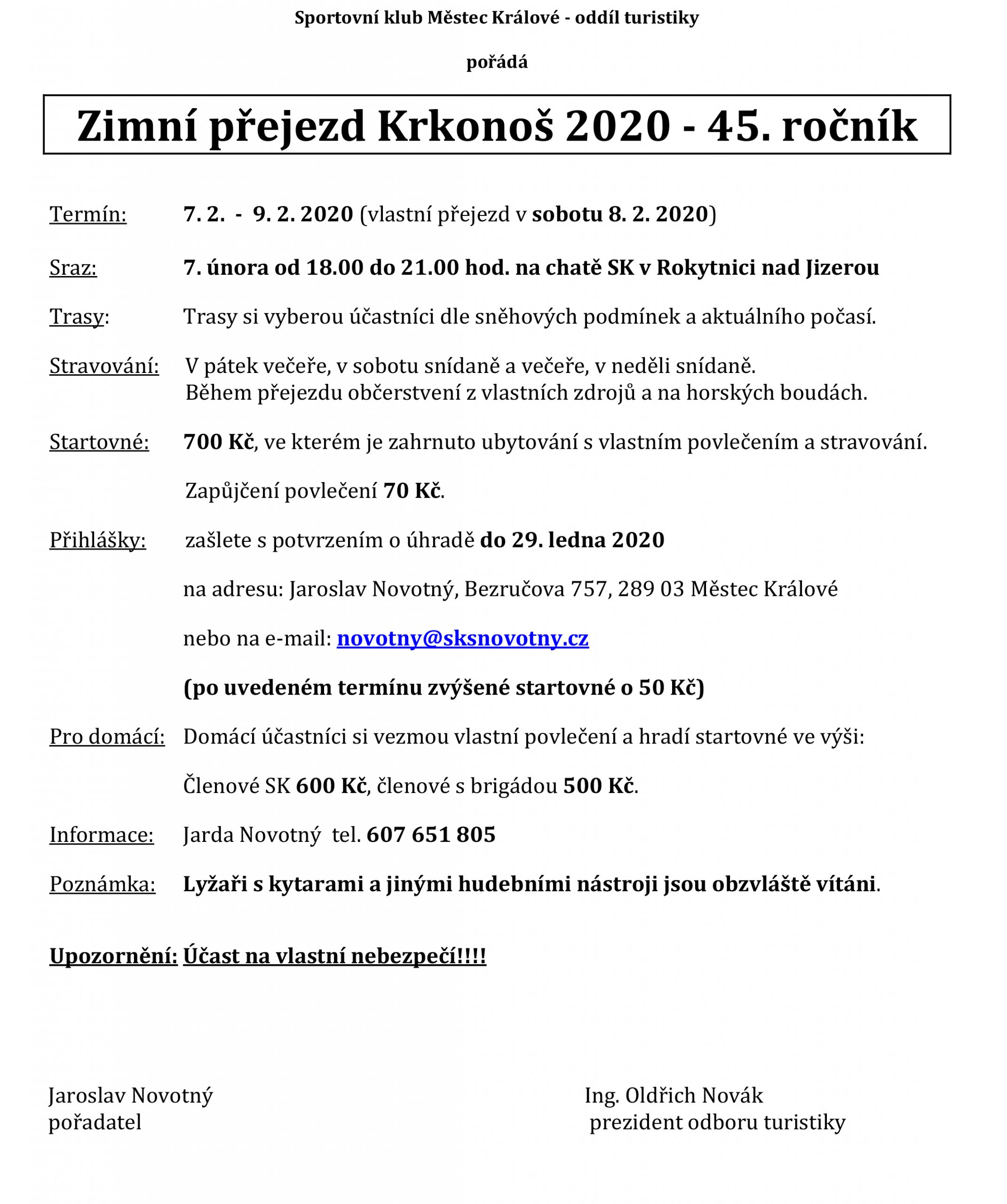Zimní přejezd Krkonoš – 2020